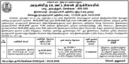 HR&CE Department tender for stone sanctum and vimana construction at Padavettamman Temple Padi